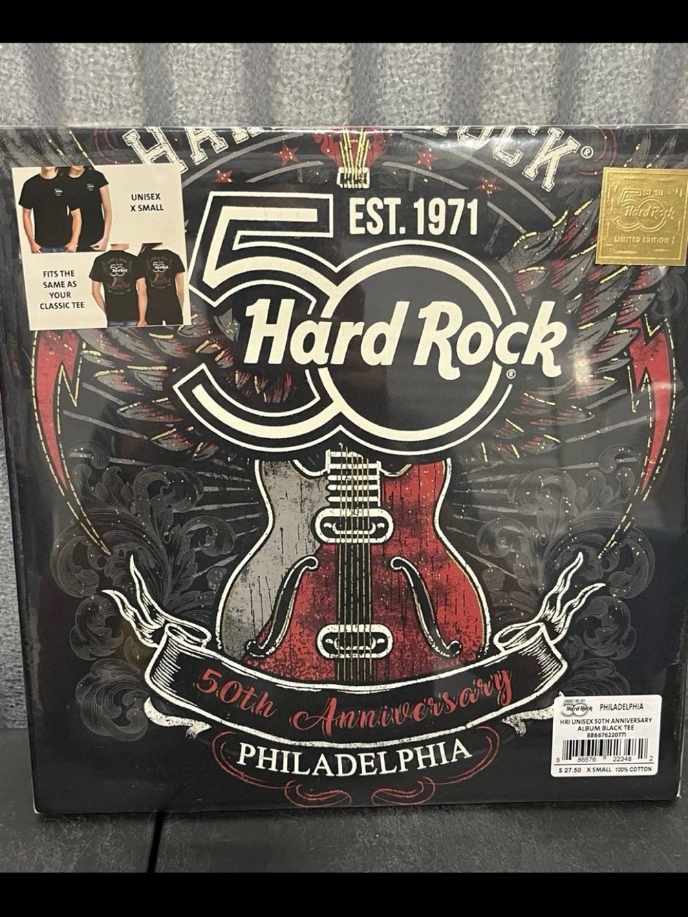 Hard Rock Cafe 50th Anniversary Album Philadelphia Unisex Black T-Shirt Size XS
